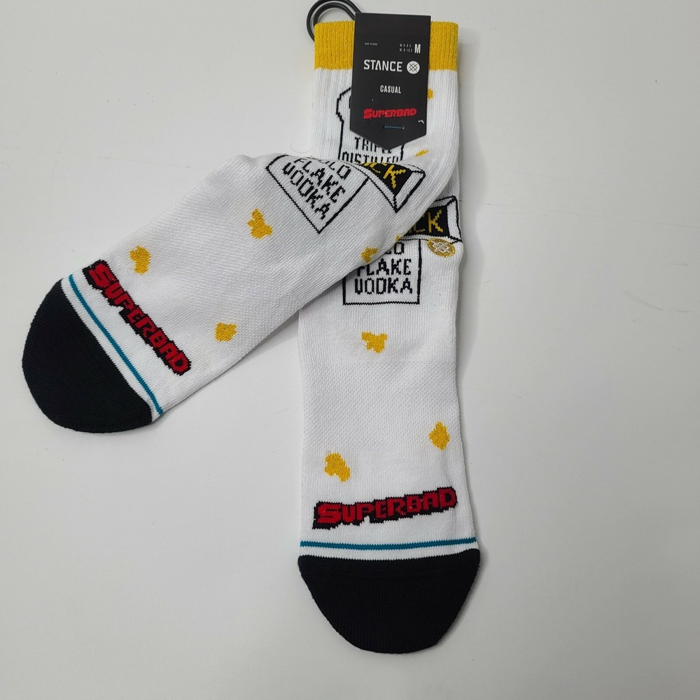 Stance Superbad Movie Goldslick White Gold Socks Medium A558C20GOL NWT